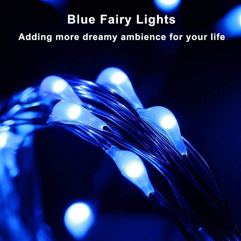 Blingstar USB Powered Fairy Lights, 2 Pack 33Ft 100 LED, Flexible Silver Wire, Mini String Lights for Indoor Christmas Tree/Halloween/Bedroom/Dorm/Party Decoration, Blue - Image 2